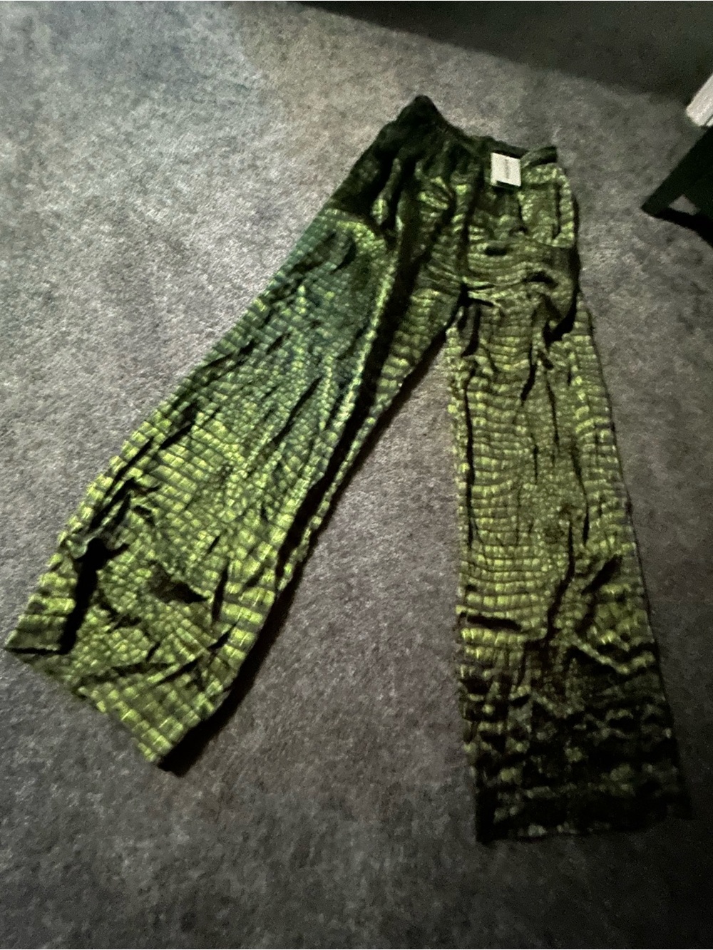 Balenciaga Olive Green Textured Wide-Leg Pants